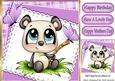 Cute Panda with Butterflies on Lace 8x8