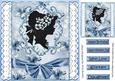 Pretty Silhouette Lady on Lace with Blue Bow 8x8