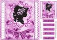 Pretty Vintage Silhouette Lady on Lace with Pink Bow 8x8