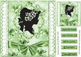 Pretty Vintage Silhouette Lady on Lace with Green Bow 8x8