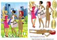 Girls Meeting Up for a Chat After Shopping in the City