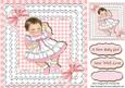 Sweet Baby Girl Sleeping in Lace and Gingham Card/topper 8x8