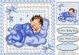 Sweet Baby Boy Sleeping in Lace and Gingham Card/topper 8x8