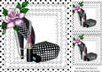 Pretty Ladies Black Polkadot Shoe with Rose 8x8
