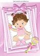 Cute Brown Haired Baby Girl with Rattle and Big Smile A4