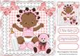 Ethnic Baby Girl with Her Teddy and Bottle 8x8