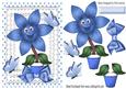 Happy Little Blue Flower with Butterflies and Bow
