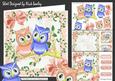 Cute Pair of Owls Peach on a Branch of Flowers 8x8 Mini Kit