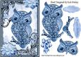 Blue Sparkle Owl with Flowers in Ornate Frame