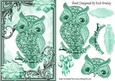 Turq Sparkle Owl with Flowers in Ornate Frame