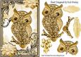 Gold Sparkle Owl with Gold Flowers in Ornate Frame