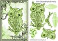 Green Sparkle Owl with Flowers in Ornate Frame