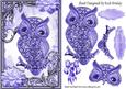 Purple Sparkle Owl with Flowers in Ornate Frame