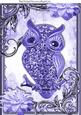 Purple Sparkle Owl with Flowers in Ornate Frame A4