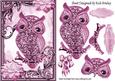 Pink Sparkle Owl with Flowers in Ornate Frame