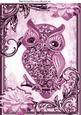 Pink Sparkle Owl with Flowers in Ornate Frame A4