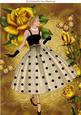 Elegant Lady with Pretty Gold Roses and Butterflies A4