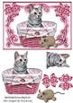 Cute Kitty in the Basket with Toy Mouse & Bows