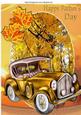 Autumn Run Lovely Vintage Car with Leaves for Fathers Day A4