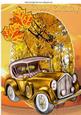Autumn Run Lovely Vintage Car with Leaves for Birthday A4