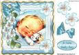 Sleepy Baby Boy Cuddling His Teddy with Flowers 8x8