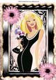 Classy in Black, with Pink Flowers in Ornate Frame A4