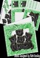 Cute Little Black Kittens in Frill Frame Wih Green Bow Kit