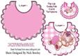 Sleepy Little Angel Bear in Pink on a Cloud, on Bib