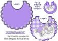 Sleepy Little Angel Bear in Purple on a Cloud, on Bib