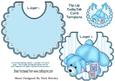 Blue Bear with Building Blocks on Striped Bib
