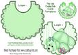 Green Bear with Toy Rattle on Striped Bib