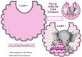 Baby Elephant with Birthday Cake on Pink Bib