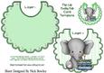 Baby Elephant with Birthday Cake on Green Stripe Bib