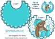 Night Time Teddy with Her Favourite Turq Blanket on Bib