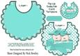 Double Trouble! Cute Twin Baby Boys in Turq on a Bib