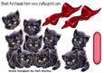 Cute Black Kittens with Red Bows A4