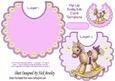 Lovely Rocking Horse with Stars on a Pink Bib