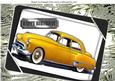 1949 Yellow Oldsmobile Vintage Car in Frame A4