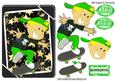 Born2ryd Boy in Green on Skateboard with Gold Stars