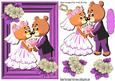 Cute Bears Wedding with Flowers in Pink Frame