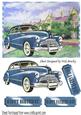 Vintage Buick Blue Automobile with Mansion