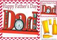 Best Dad with Pint of Beers, in Red Chevron Frame 8x8