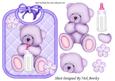 Gorgeous Little Lilac Bear on a Bib Holding a Bottle