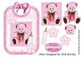 Cuddly Pink Teddy with Bottle on Lace Bib