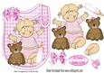 Baby Girl with Her Teddy and Bottle on Bib with Bow