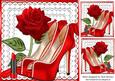 Pretty Red and Pearl Shoes with Bows on Lace with Rose 8x8