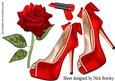 Pretty Red and Pearl Shoes on Lace with Rose A4