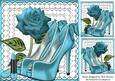 Pretty Turq and Pearl Shoes on Lace with Rose 8x8