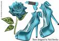 Pretty Turq and Pearl Shoes on Lace with Rose A4