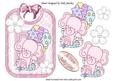 Cute Pink Ele on Lace Bib with Ballooons
